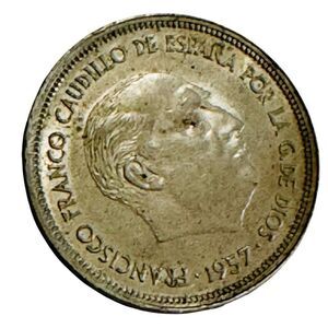 SPAIN. 5 PESETAS, 1957 ( 58 on Star ) KM#787